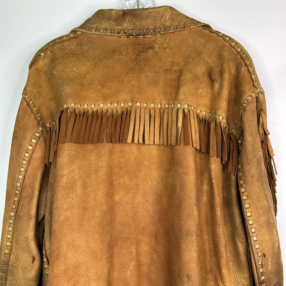 Vintage Buckskin Leather Western Fringe Jacket Size Large - Picture 7 of 14